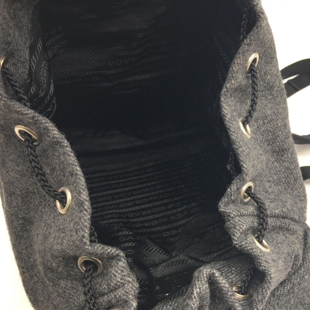 Authentic PRADA Wool Leather Backpack Gray Unisex Great Condition - Picture 10 of 10